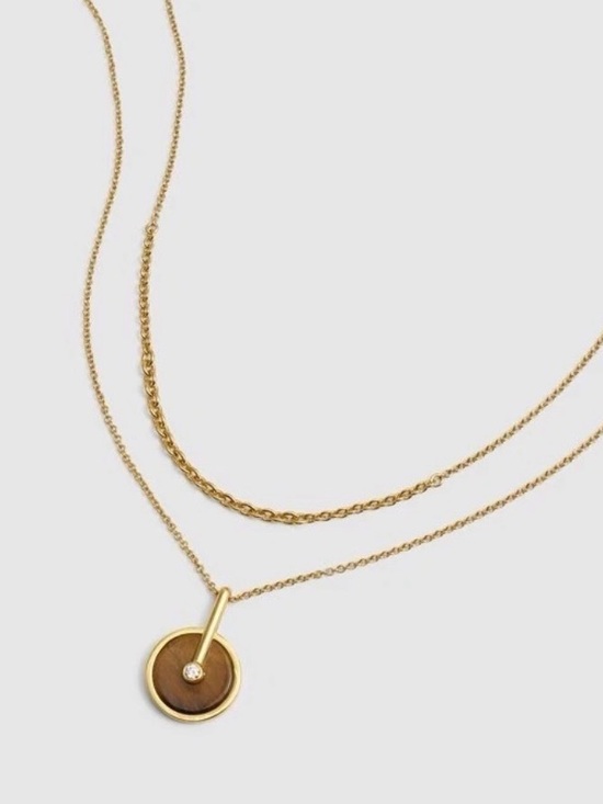 Madewell Jewelry - Madewell Two-Pack Stone Inlay Coin Necklace Set Tigers Eye NEW